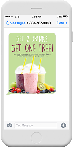 MMS coupon for a smoothie promotion is sent using Trumpia's SMS software