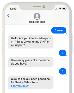 A text conversation between a recruiter and a potential hire