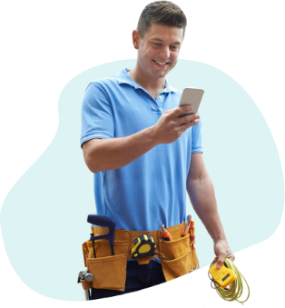 Image of a contractor receiving a text message