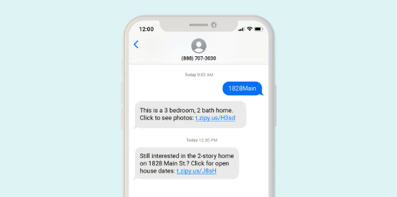 An example text of a real estate agent and a potential buyer