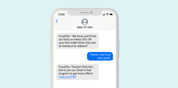 Restaurant requests feedback via text messages